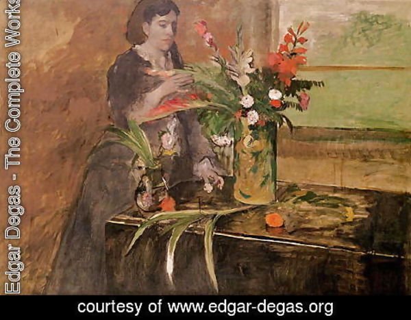 Edgar Degas - Young woman arranging flowers, 1872