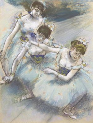 Three Dancers in a Diagonal Line on the Stage, c.1882