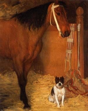 At the Stable, Horse and Dog, c.1862