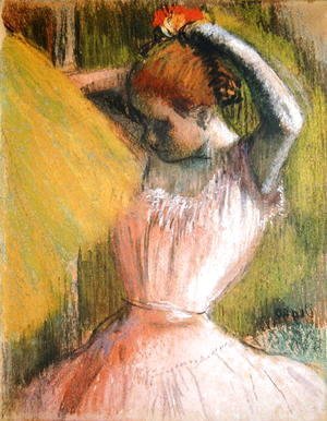 Edgar Degas - Dancer arranging her hair, c.1900-12