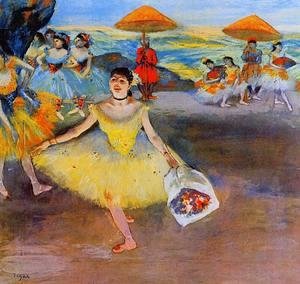 Edgar Degas - Dancer with bouquet, curtseying, 1877