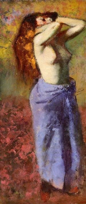 Edgar Degas - Woman in a Blue Dressing Gown, Torso Exposed
