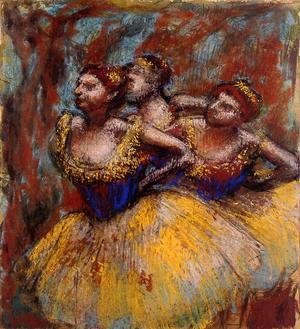 Edgar Degas - Three Dancers: Yellow Skirts, Blue Blouses