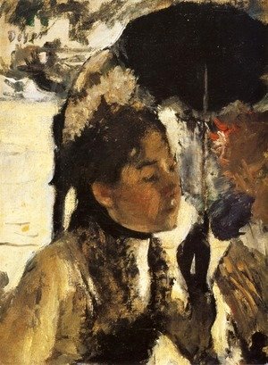 Edgar Degas - In the Tuileries woman with a parasol