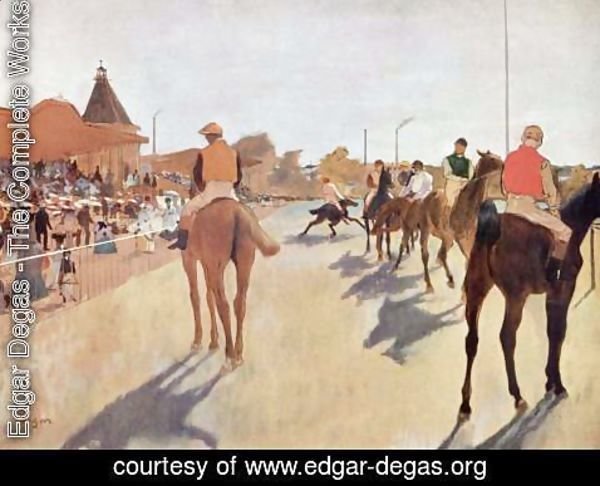 Edgar Degas - Jockeys before the tribune