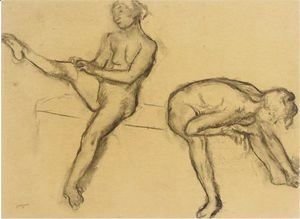 Edgar Degas - Etude De Nu (Deux Femmes Assises)