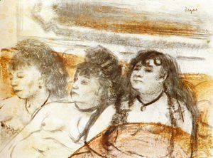 Edgar Degas - Three girls sitting en face