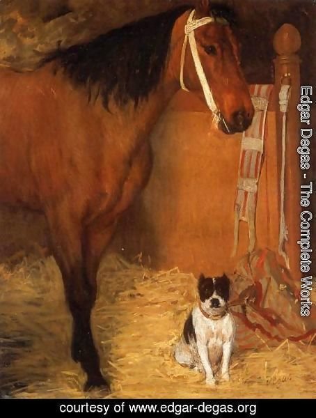 Edgar Degas - At the Stable, Horse and Dog, c.1862