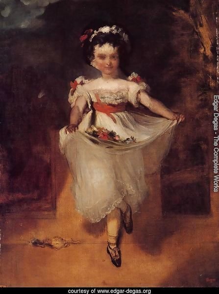 Little Girl Carrying Flowers in Her Apron