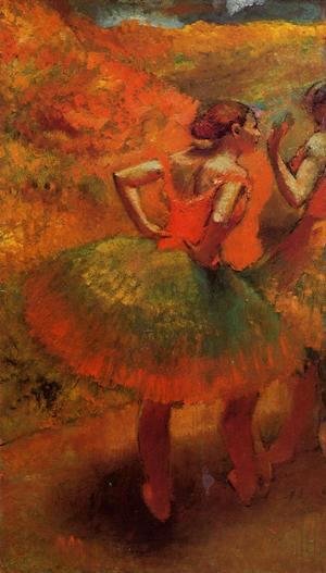 Edgar Degas - Two Dancers in Green Skirts, Landscape Scenery