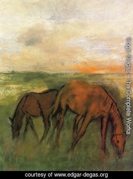 Edgar Degas - Two Horses in a Pasture