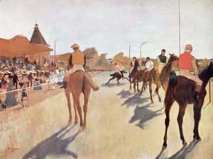 Edgar Degas - Jockeys before the tribune