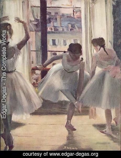 Edgar Degas - Three dancers in a exercise hall