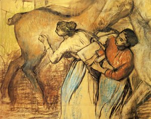 Edgar Degas - Two Laundresses and a Horse
