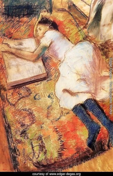 Young Girl Reading on the Floor