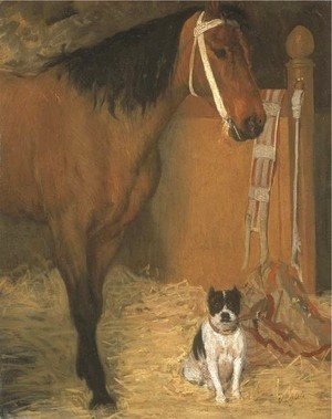 Edgar Degas - A l'ecurie, cheval et chien