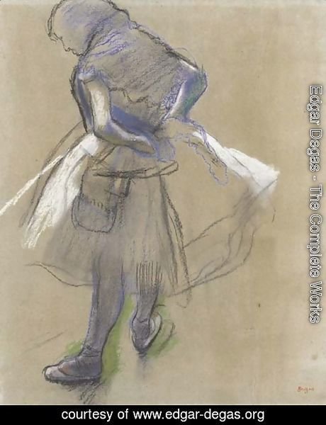 Edgar Degas - Danseuse nouant un noed au dos