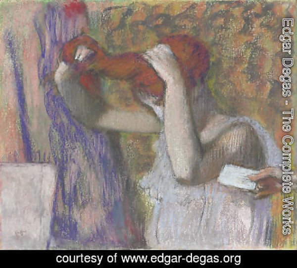 Edgar Degas - Femme se coiffant, la lettre