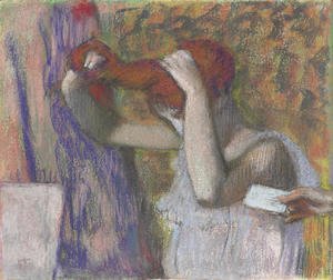 Edgar Degas - Femme se coiffant, la lettre