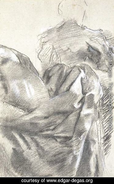 Edgar Degas - Femme vue de dos, etude de drape de la traine de sa robe