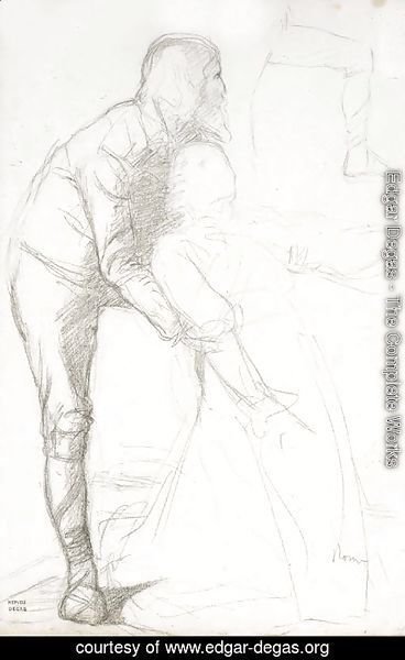 Edgar Degas - Un homme legerement penche soutenant une femme
