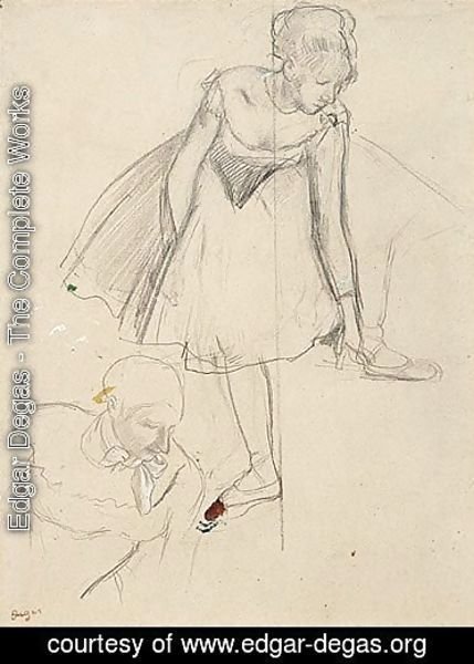 Edgar Degas - Danseuse Rajustant Son Chausson, Buste De Pierrette
