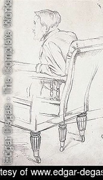 Degas de profil, assis dans un fauteuil