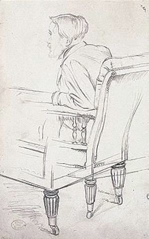 Edgar Degas - Degas de profil, assis dans un fauteuil