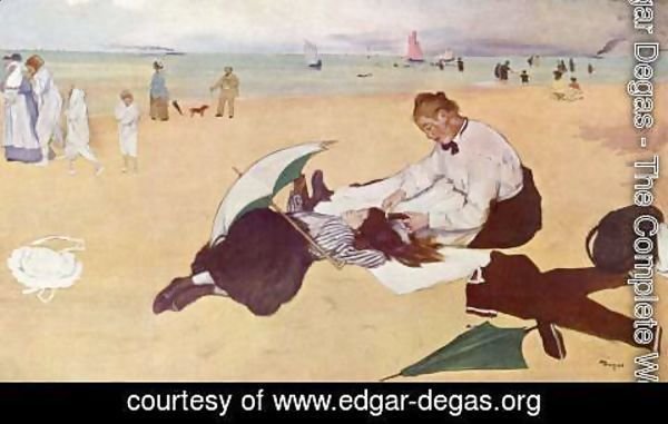 Edgar Degas - Little girl is combed on the beach
