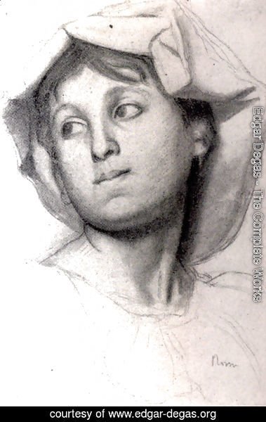 Edgar Degas - Head of a Young Roman Girl